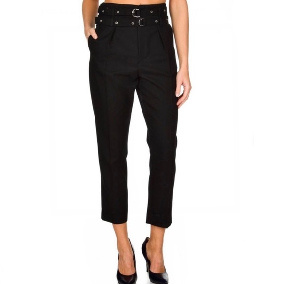 NEW IRO BLACK HIGH WAISTED WOOL PANTS - Picture 1 of 10